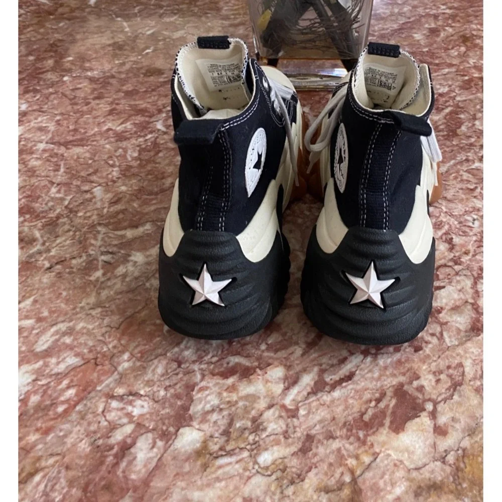 Converse Run Star Motion Hi Black White Gum Sneaker Sz Mens 7 Wo's 8.5 EUC! $159